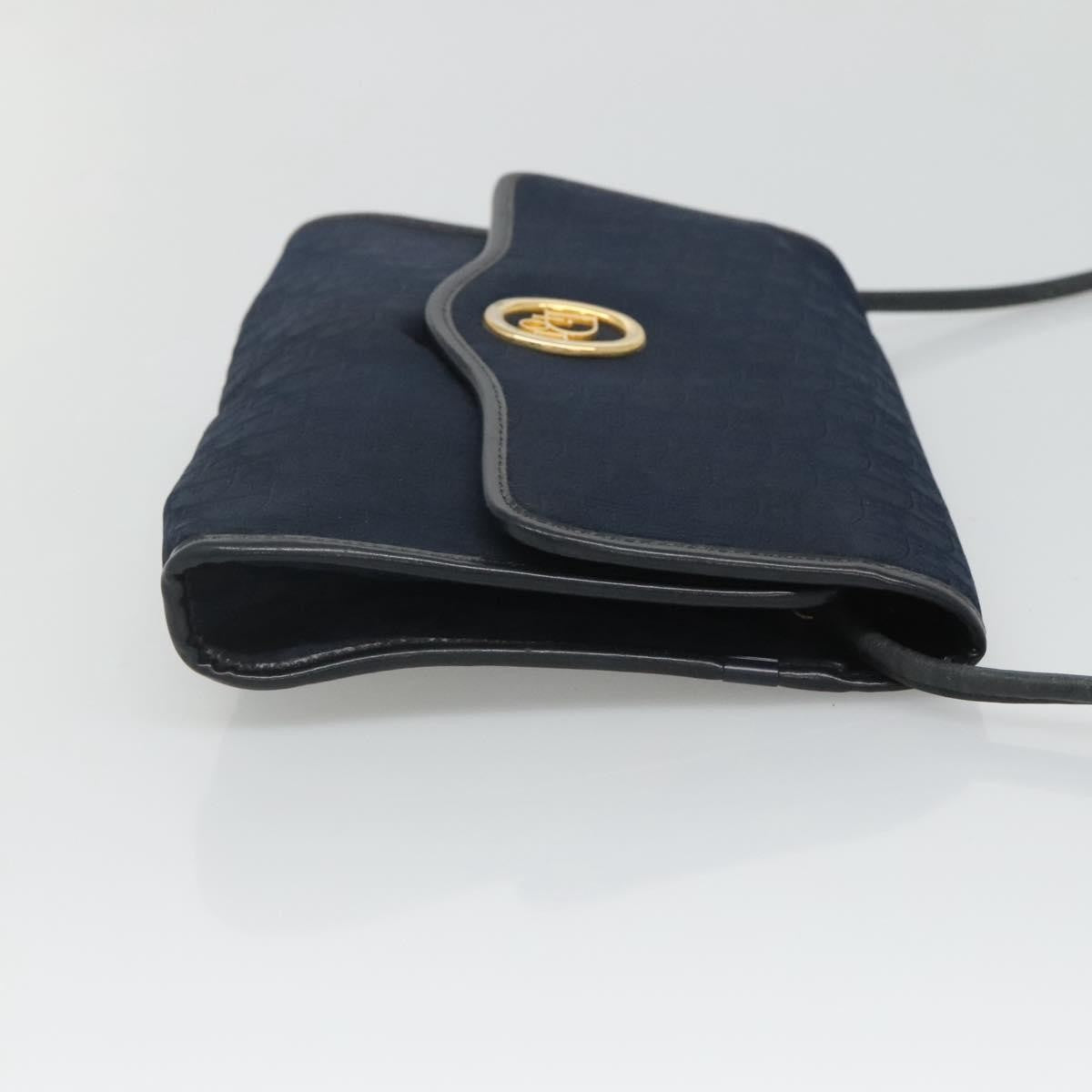 Christian Dior Vintage Trotter Flap Shoulder Bag Canvas, NAVY, CANVAS, Shoulder bag