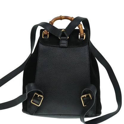 Gucci Gucci bamboo backpack daim, Black, Suede, Backpack