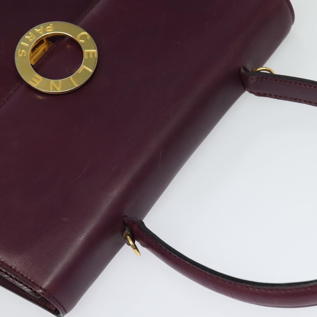 Celine Circle Logo Handbag Leather, PURPLE, LEATHER, Handbag