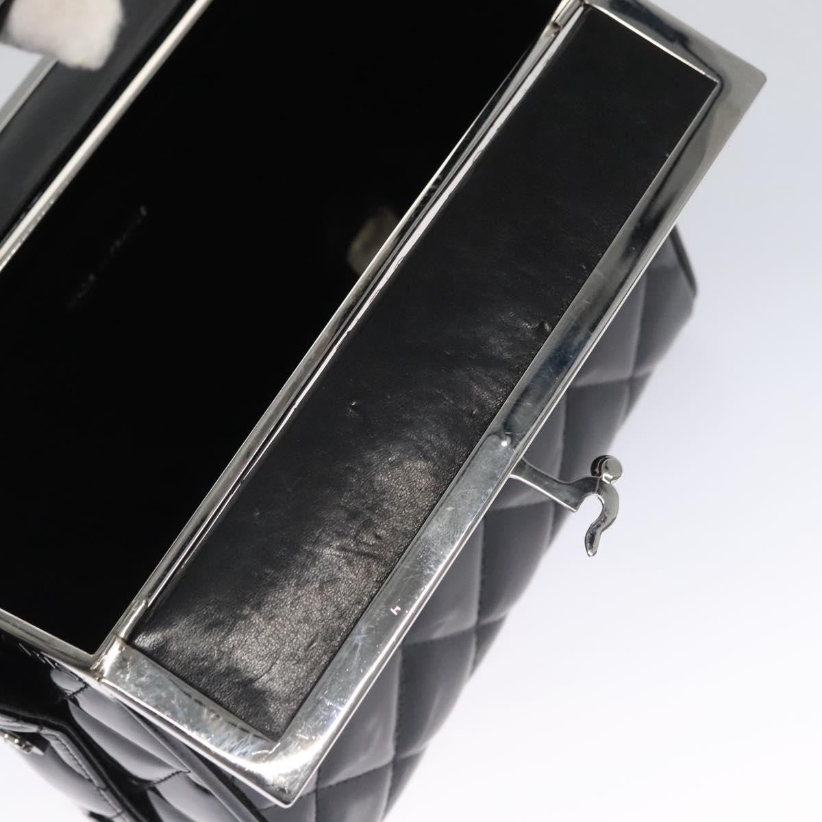 Chanel Vintage Metal Box Bag Quilted patent, Black, Patent Leather, Handbag