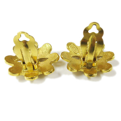 Chanel Vintage CC Flower Cutout Round Clip-On Earrings Metal, GOLD, GOLD_PLATED, Earrings