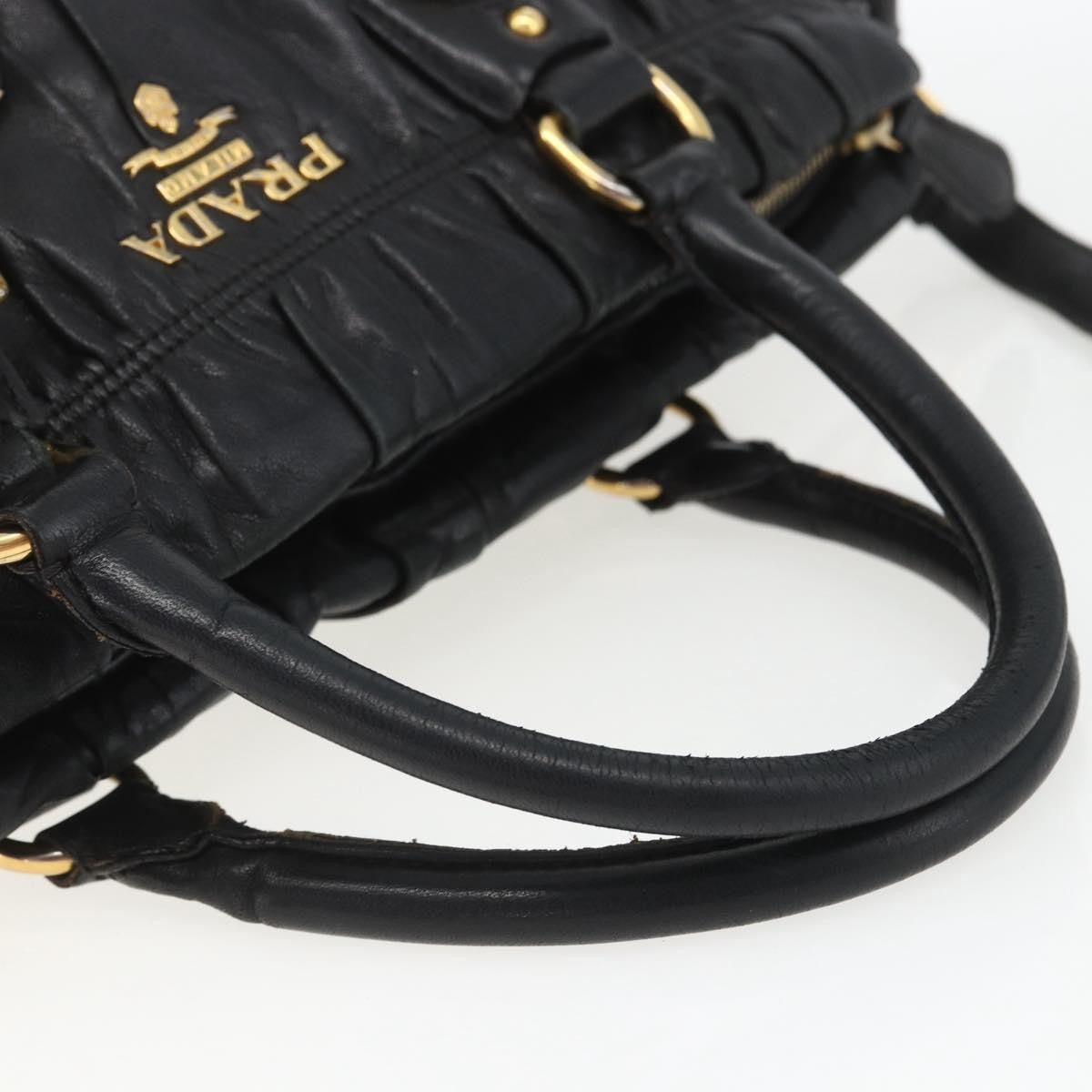 Prada Gaufre Convertible Satchel Nappa Leather, BLACK, LEATHER, Handbag