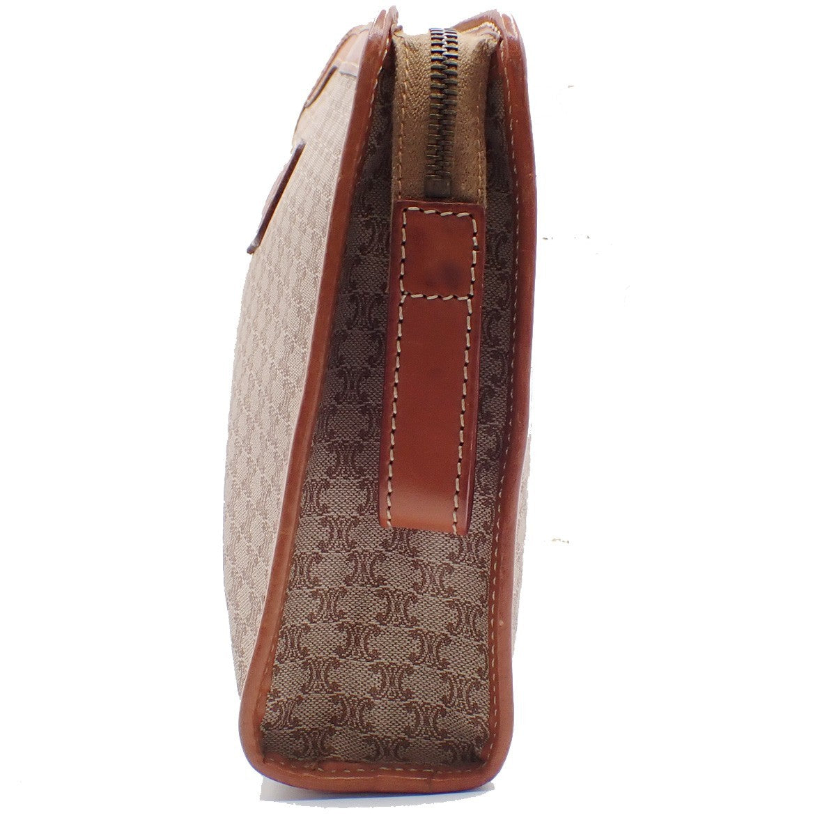 Celine Macadam Pochette Canvas and Leather, BROWN, CANVAS, Clutche & pouche