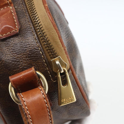 Celine Vintage Macadam Handbag Canvas and Leather, BROWN, CANVAS, Shoulder bag