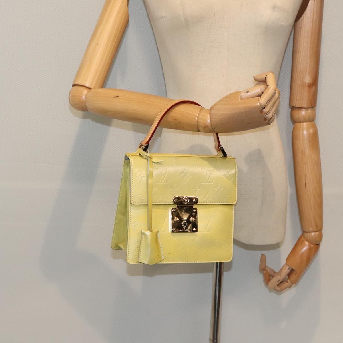 Louis Vuitton Spring Street NM Handbag Monogram Vernis with Monogram Canvas, BEIGE, PATENT_LEATHER, Handbag