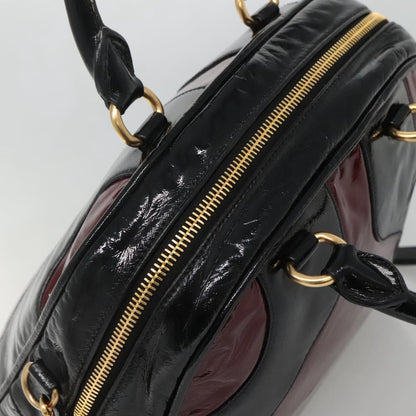 Miu Miu Convertible Satchel Bag Leather, BLACK, PATENT_LEATHER, Handbag