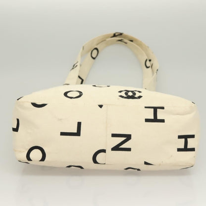 Chanel Vintage Coco Logo Zip Tote Quilted Printed Canvas, WHITE, CANVAS, Tote bag