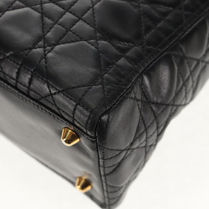 Christian Dior Vintage Lady Dior Bag Cannage Quilt Lambskin, BLACK, LEATHER, Handbag