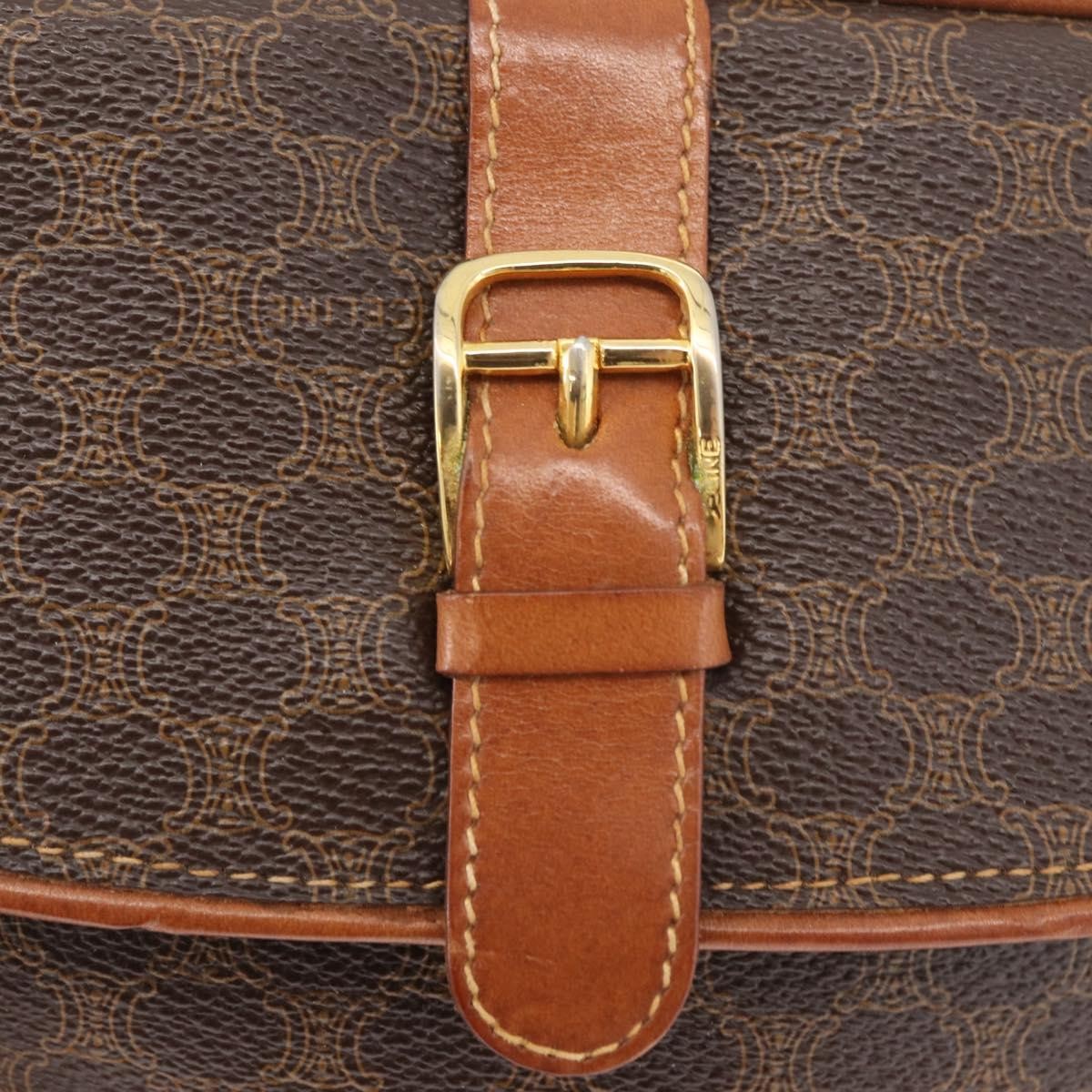 Celine Vintage Macadam Shoulder Bag Canvas, Brown, PVC, Shoulder Bag