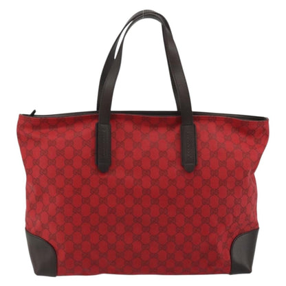 Gucci Original Zip Tote GG Canvas with Leather, Red, Canvas, Tote Bag