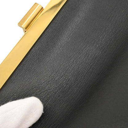Celine Clasp Crossbody Bag Leather, BLACK, LEATHER, Shoulder bag