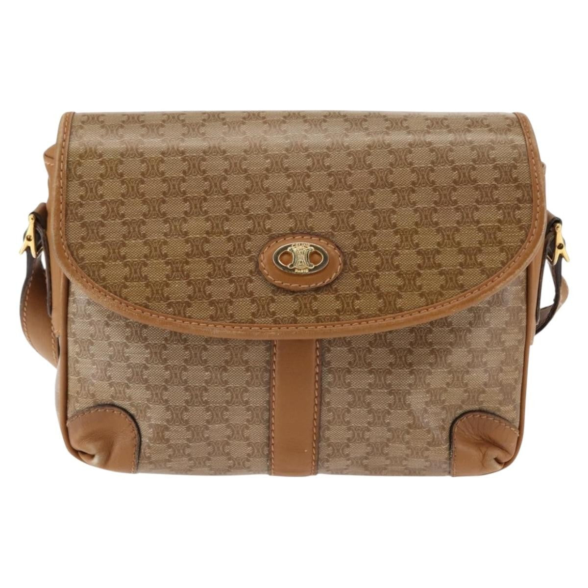 Celine Macadam Shoulder Bag PVC Leather, Beige, PVC + Canvas, Shoulder Bag