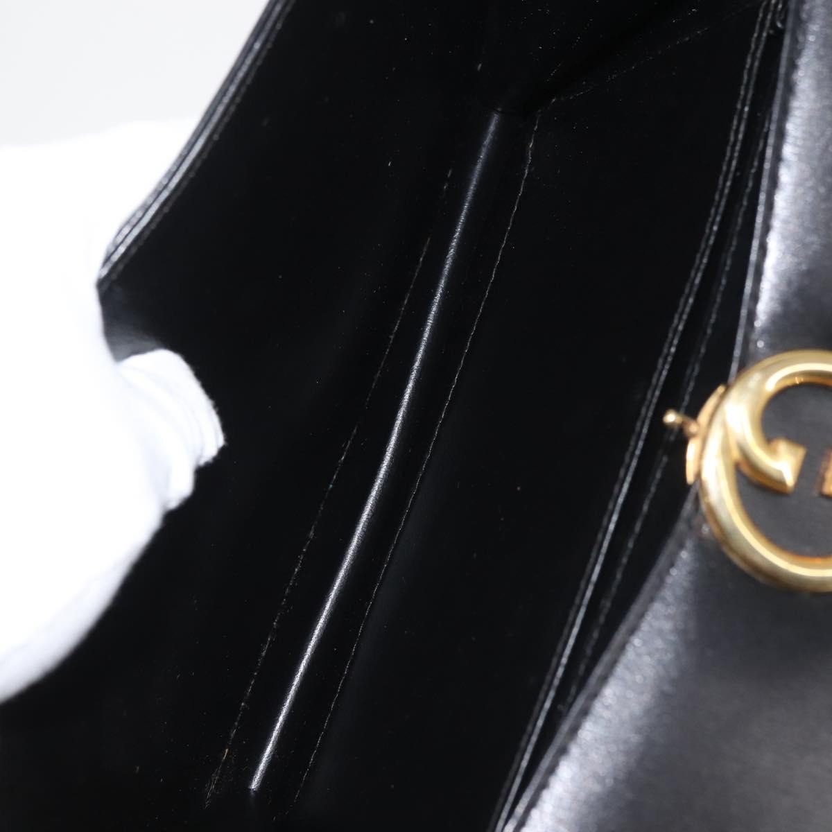 Gucci 1973 Flap Top Handle Bag Leather, BLACK, LEATHER, Handbag