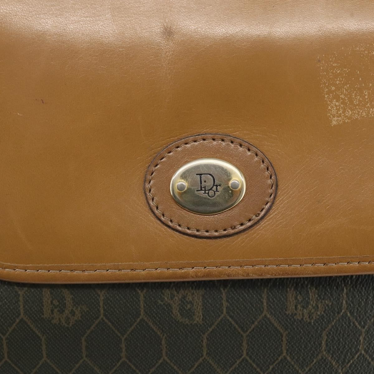 Christian Dior Vintage Honeycomb Flap Crossbody Bag Canvas and Leather, KHAKI, CANVAS, Shoulder bag