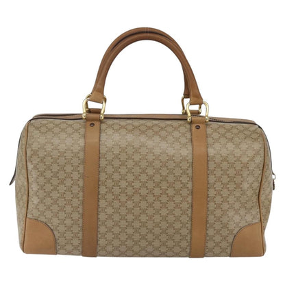 Celine Vintage Macadam Boston bag Canvas and Leather, BEIGE, CANVAS, Travel bag