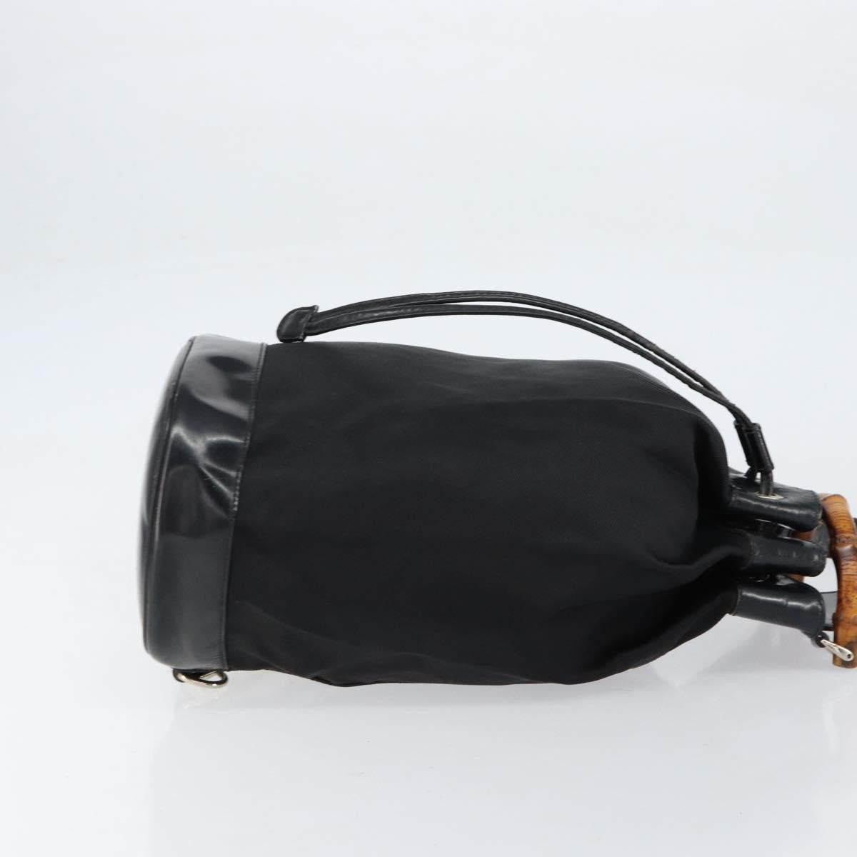 Gucci Vintage Bamboo Sling Backpack Nylon, BLACK, NYLON, Shoulder bag