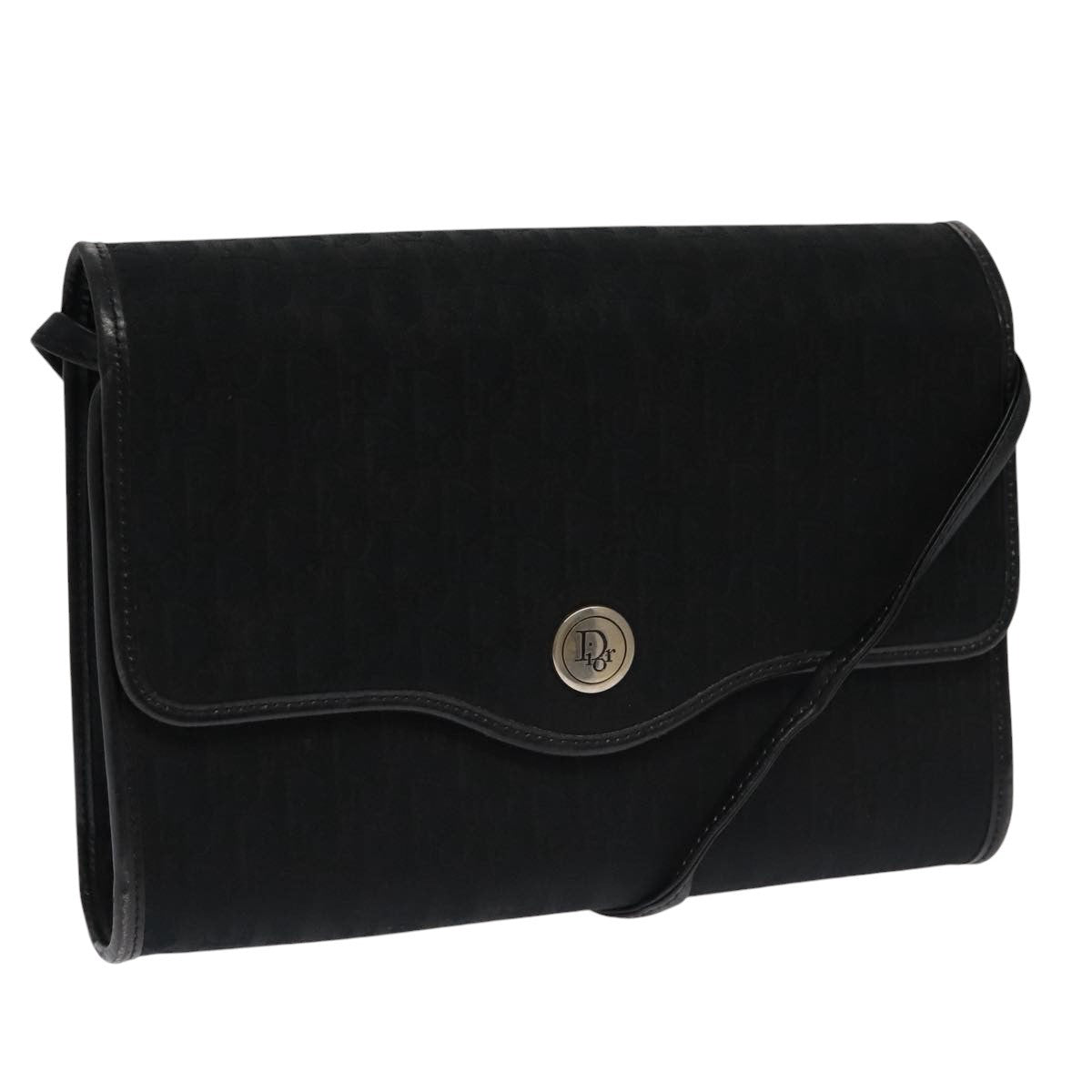 Christian Dior Vintage Trotter Crossbody Bag Diorissimo Coated Canvas, BLACK, CANVAS, Shoulder bag