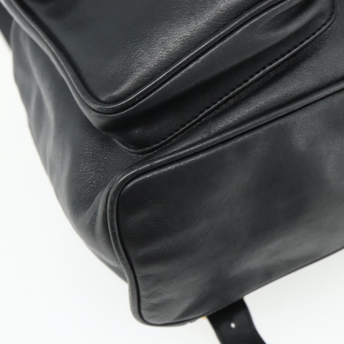 Gucci Vintage Bamboo Backpack Leather, Black, Leather, Backpack