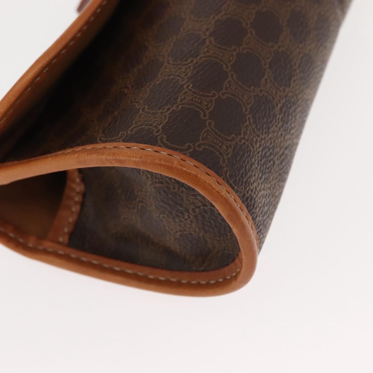 Celine Macadam Pochette Canvas and Leather, BROWN, CANVAS, Clutche & pouche