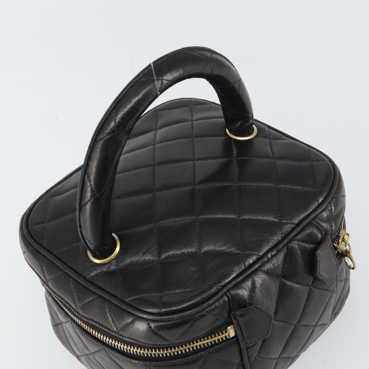 Chanel Vintage Cosmetic Case Quilted Lambskin, BLACK, LEATHER, Handbag