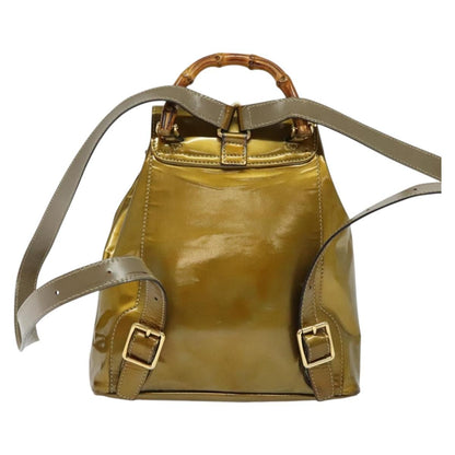 Gucci Vintage Bamboo Backpack Patent, GOLD, PATENT_LEATHER, Backpack
