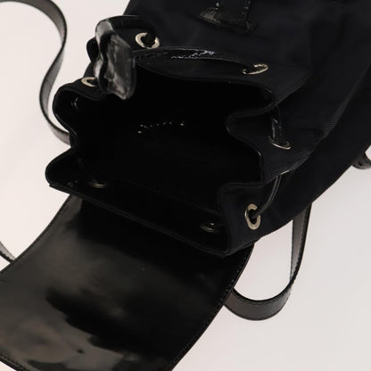 Gucci Vintage Bamboo Backpack Canvas and Leather, BLACK, CANVAS, Backpack