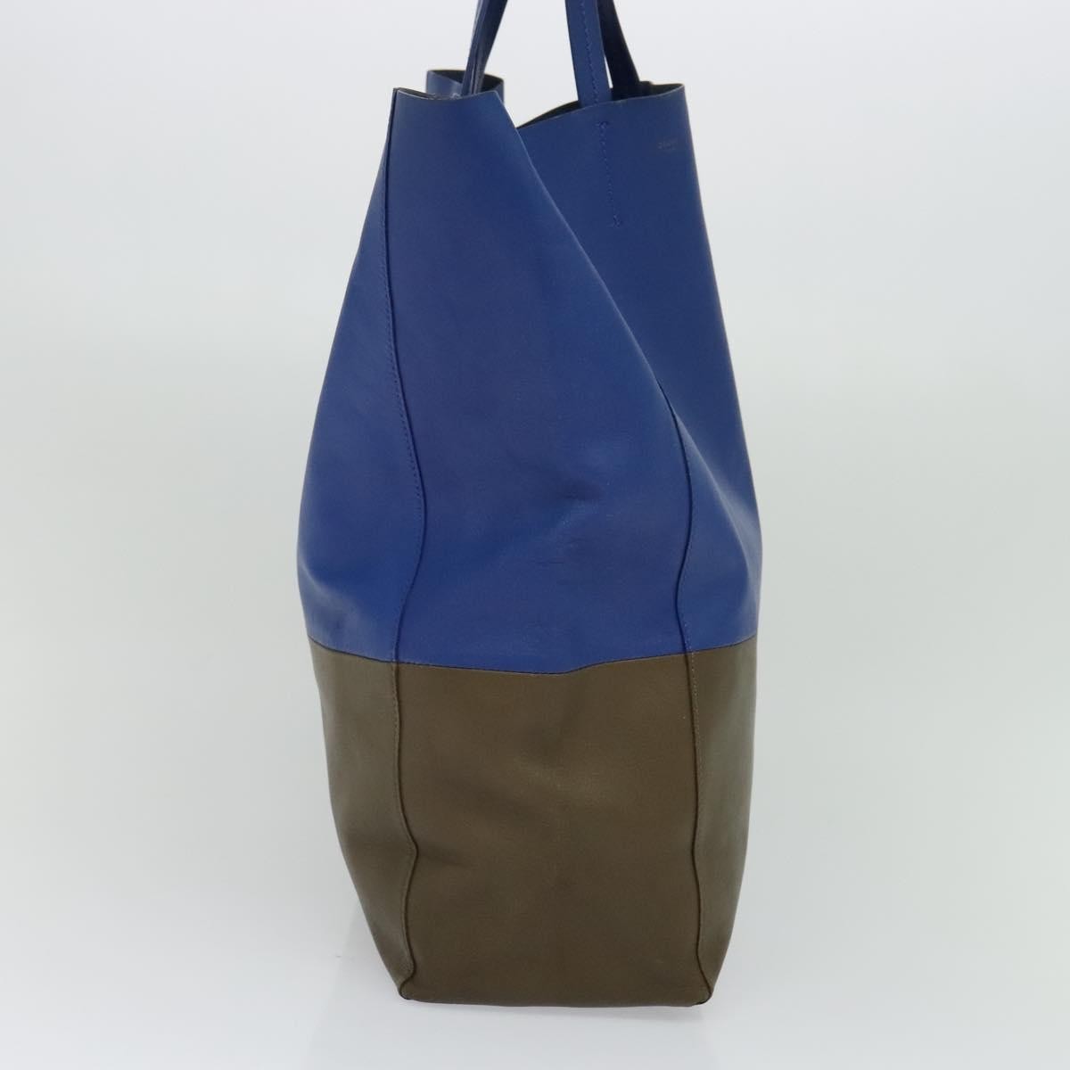 Celine Vertical Cabas Tote Leather, BLUE, LEATHER, Tote bag