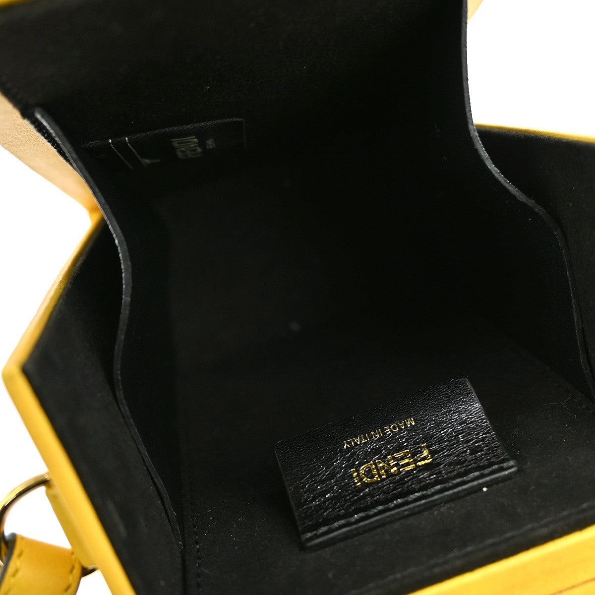 Fendi Logo Vertical Box Crossbody Bag Leather, YELLOW, LEATHER, Shoulder bag