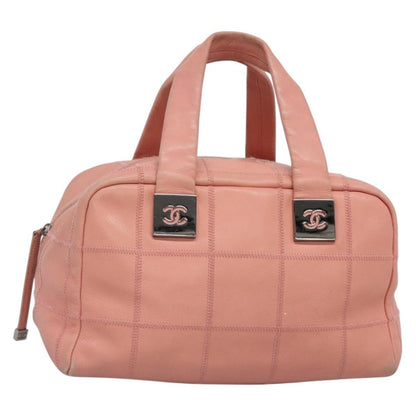 Chanel Chocolate Bar CC Bowler Bag Caviar skin, PINK, LEATHER, Handbag