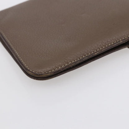 Hermes Dogon Duo Combined Wallet Leather, GRAY, LEATHER, Wallets