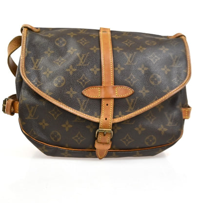 Louis Vuitton Saumur Handbag Monogram Canvas, Brown, Canvas, Shoulder Bag