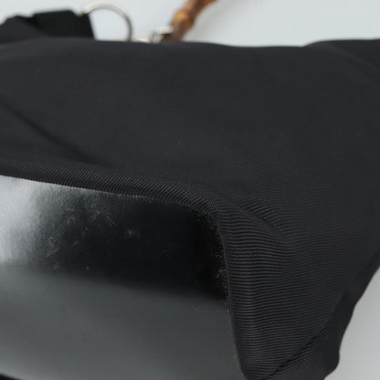 Gucci Vintage Bamboo Handle Bag Nylon, Black, Nylon, Handbag