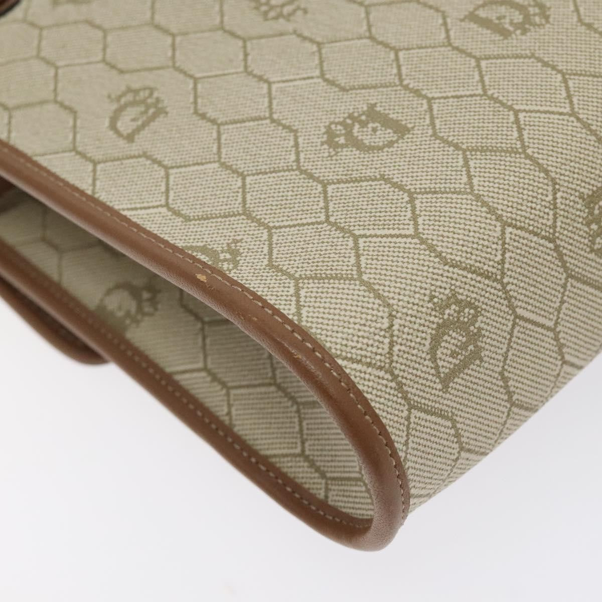Christian Dior Vintage Honeycomb Flap Crossbody Bag Coated Canvas, BEIGE, CANVAS, Crossbody bag