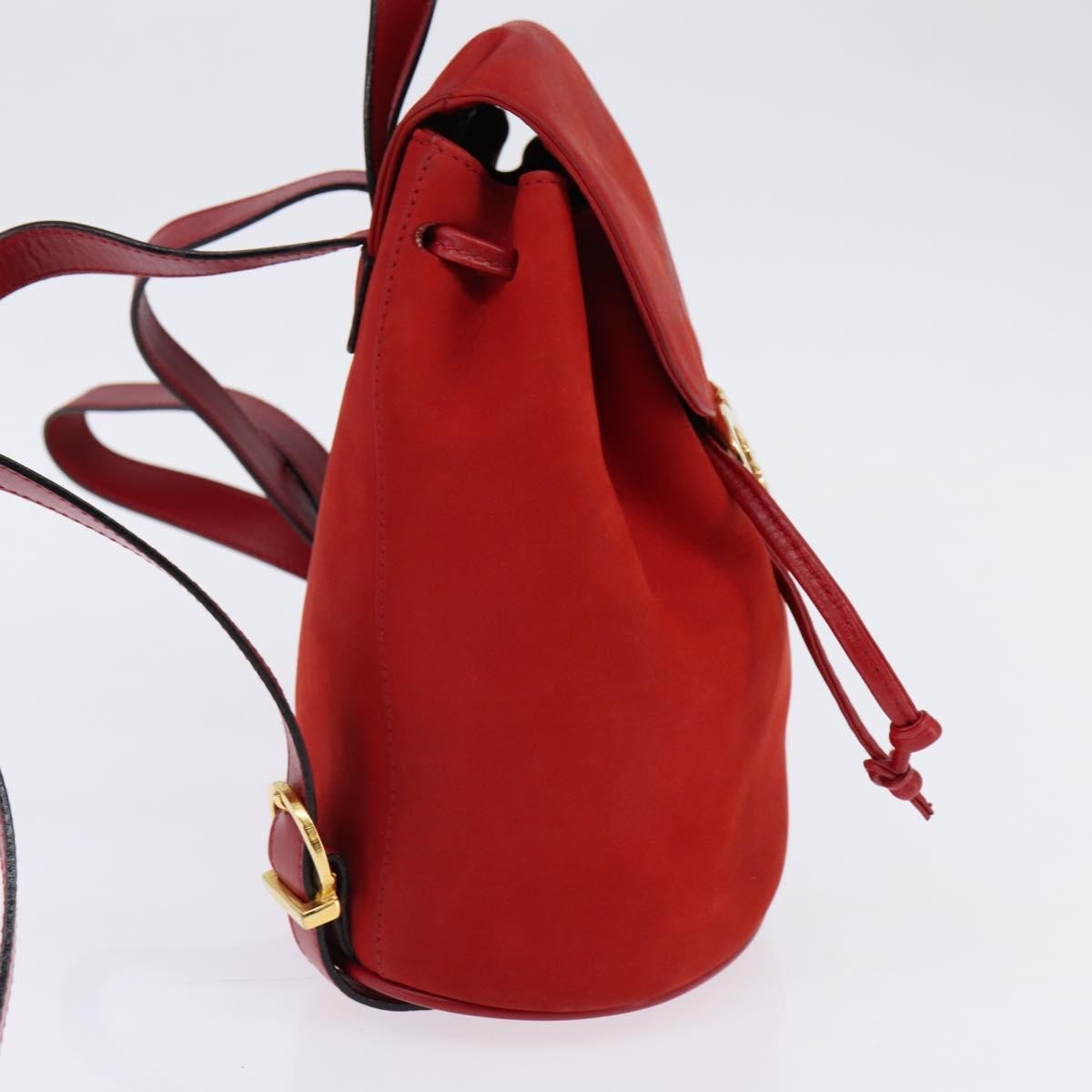 Salvatore Ferragamo Gancini Flap Drawstring Backpack Leather, RED, LEATHER, Backpack