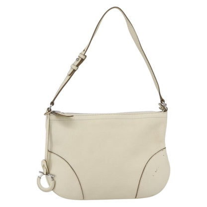 Salvatore Ferragamo Gancini Shoulder Bag Leather, WHITE, LEATHER, Shoulder bag