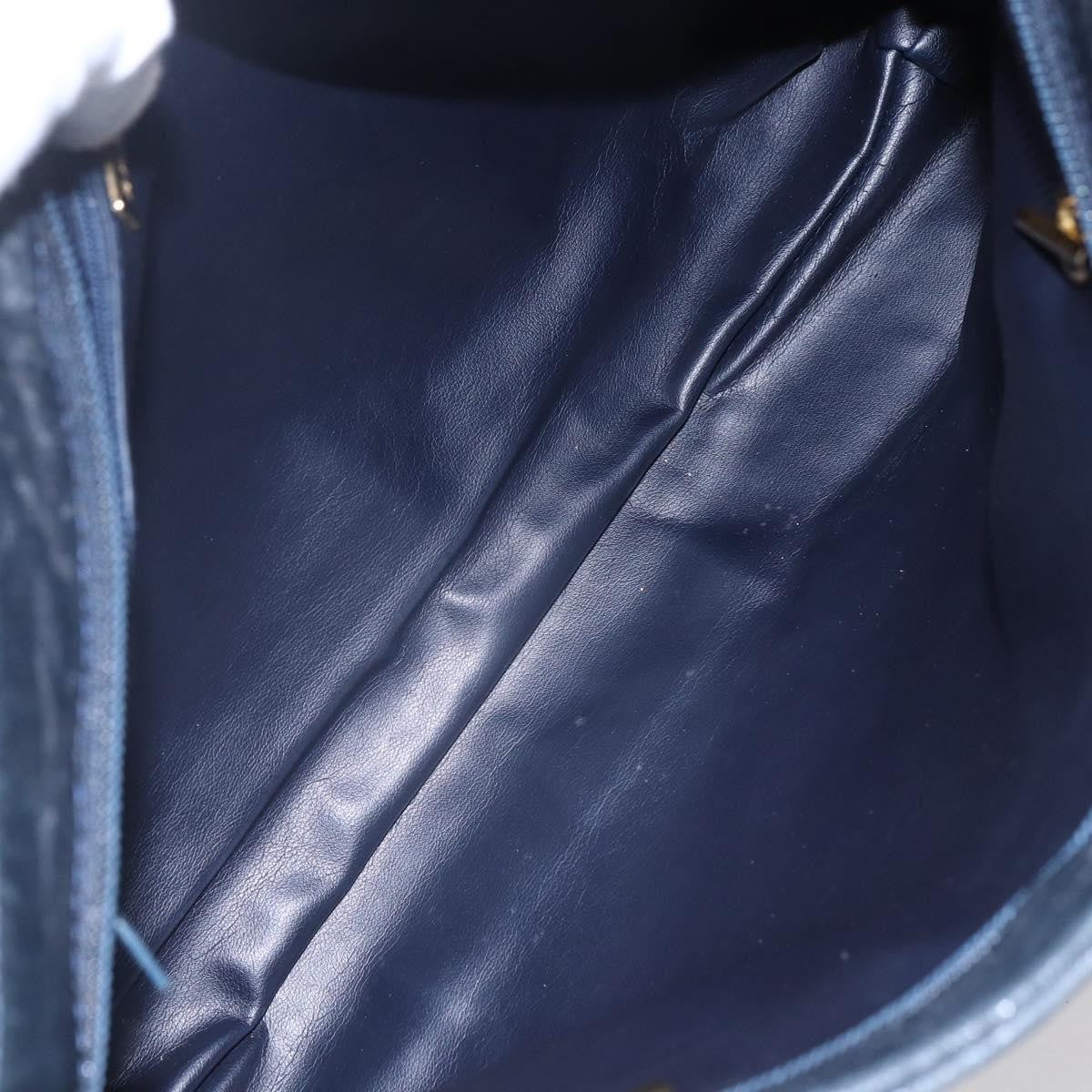 Bally Vintage Chain Shoulder Bag Quilted Leather, Navy, Leather, Shoulder Bag
