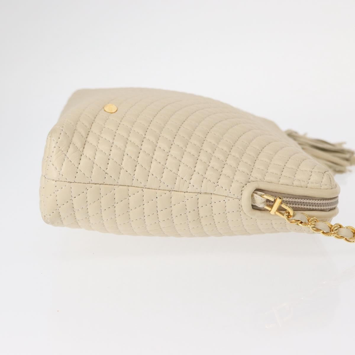 Bally Vintage Chain Shoulder Bag Quilted Leather, Beige, Leather, Shoulder Bag