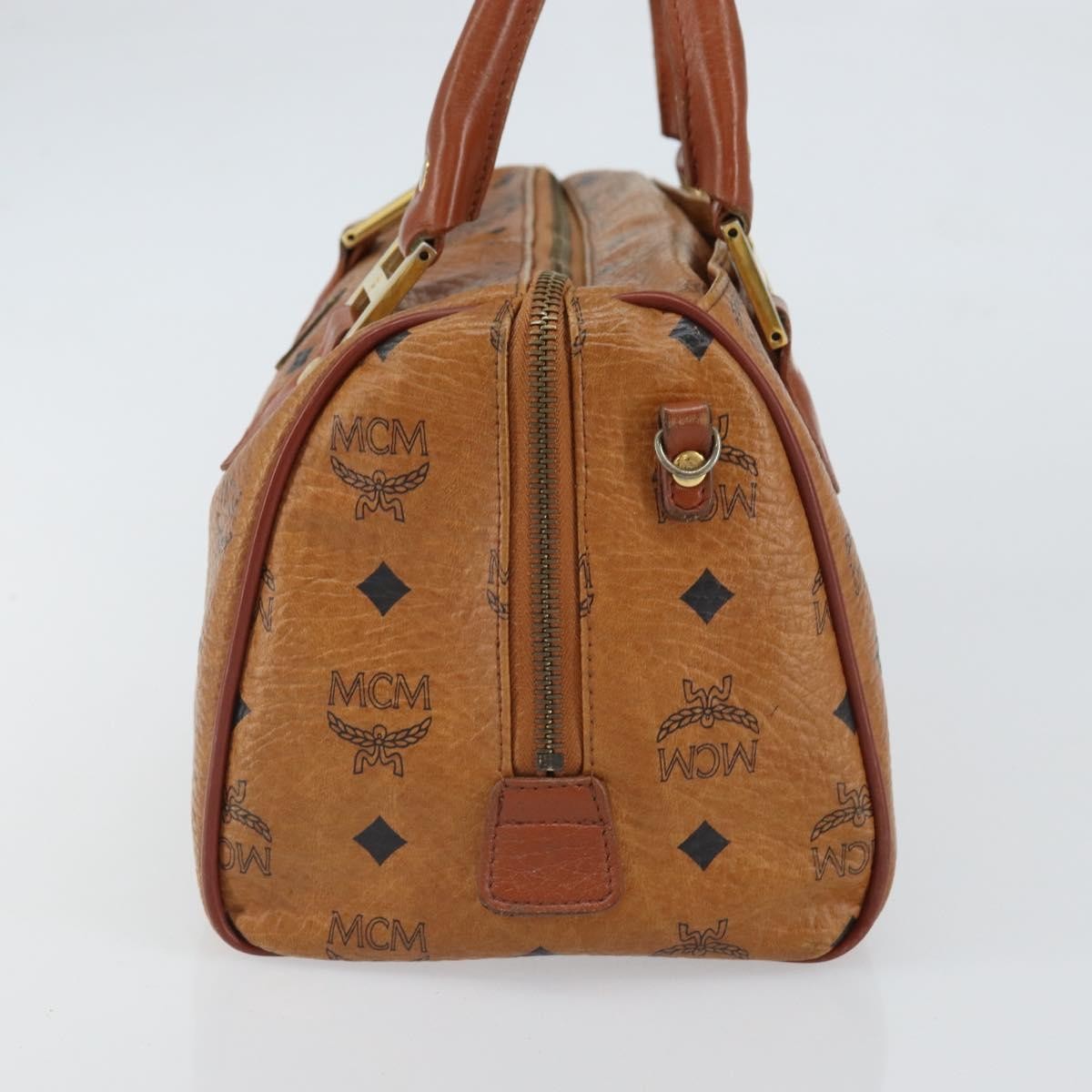 MCM Visetos Handbag Canvas and Leather, BROWN, CANVAS, Handbag