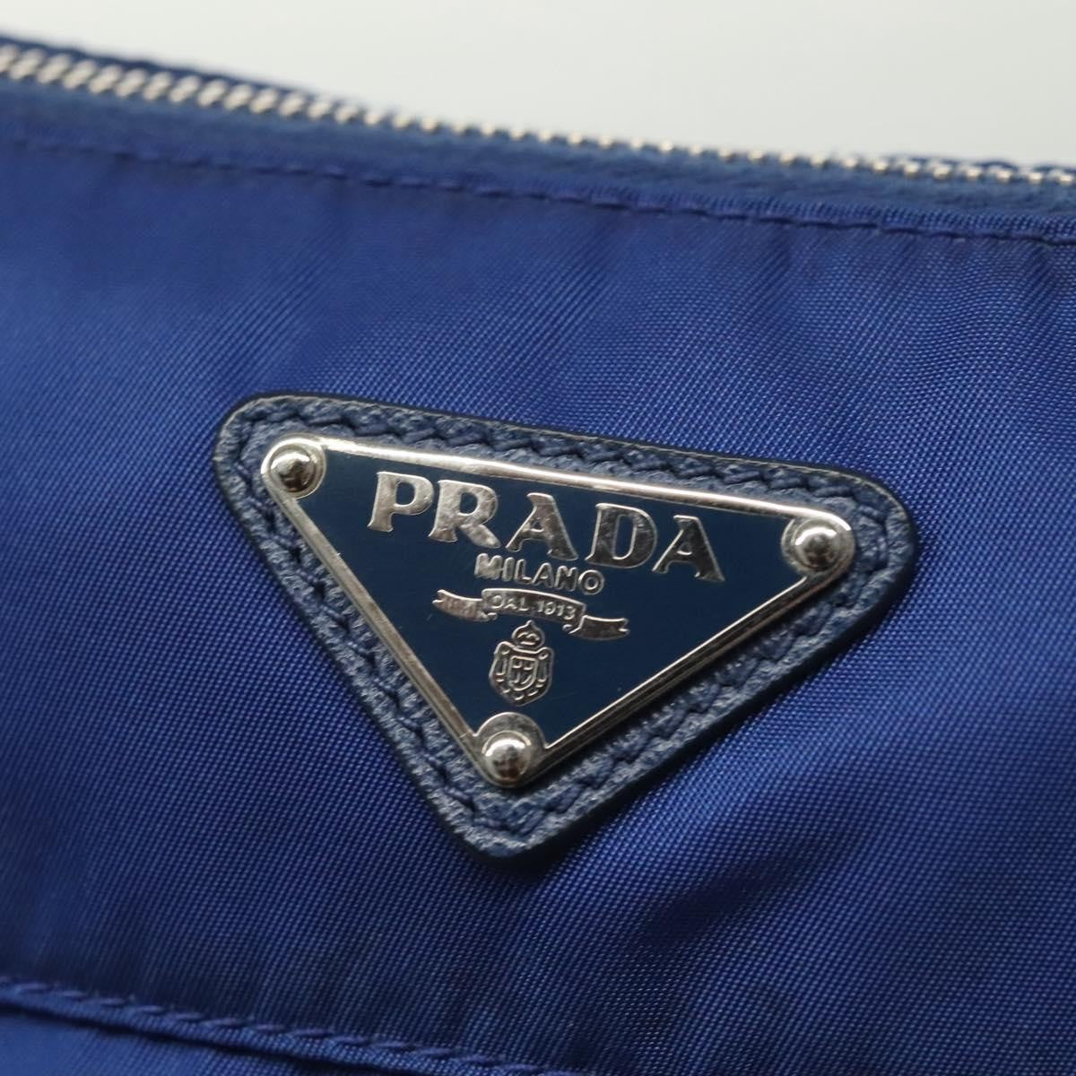 Prada Flat Messenger Tessuto with Leather, Blue, Nylon, Shoulder Bag