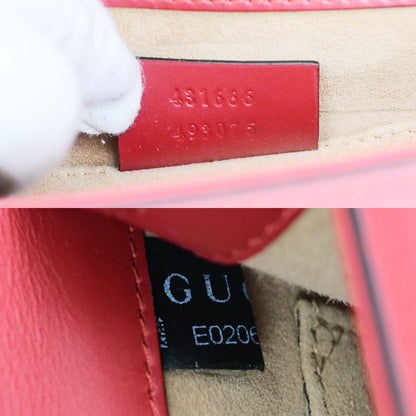 Gucci Sylvie Shoulder Bag Leather, RED, LEATHER, Shoulder bag