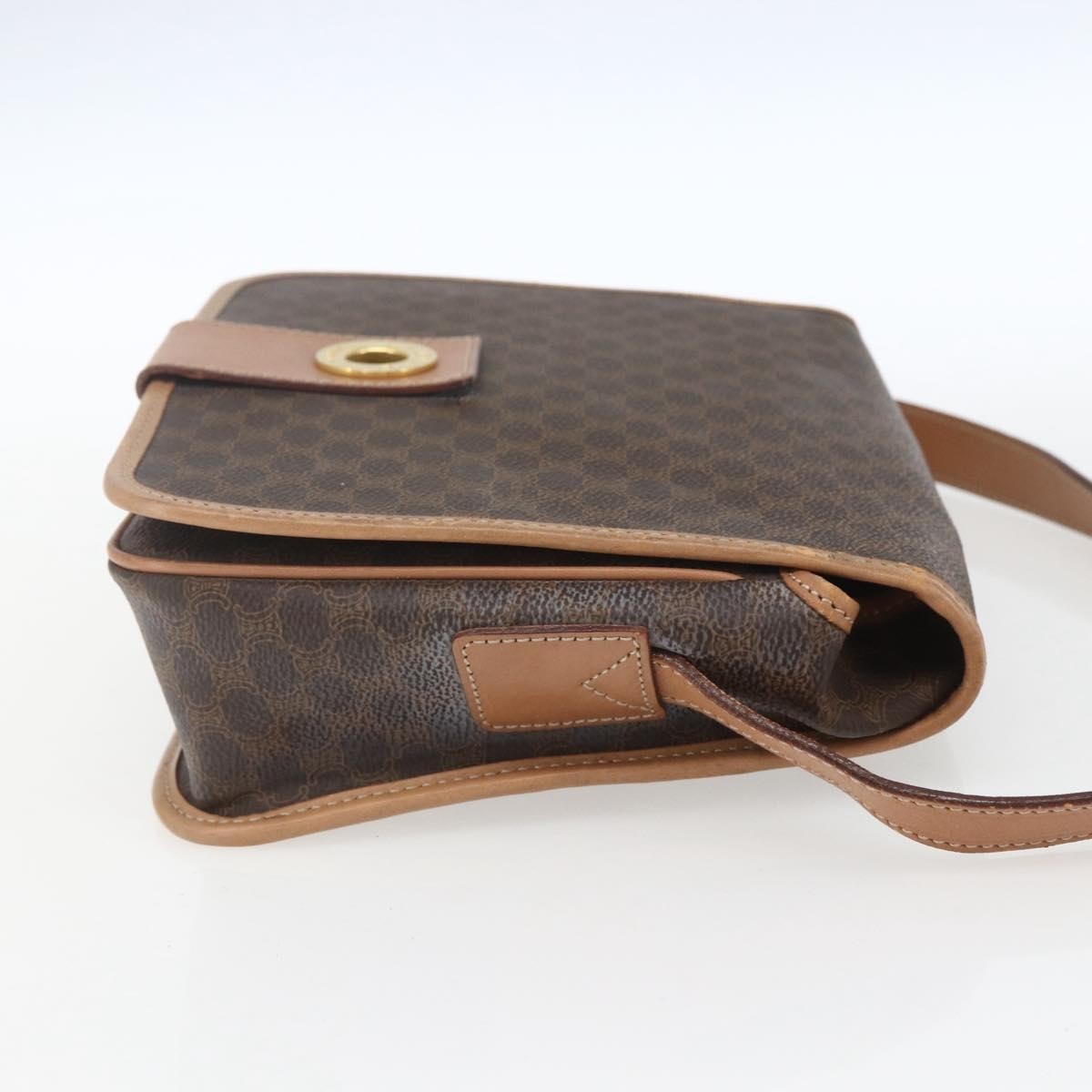 Celine Vintage Macadam Shoulder Bag Canvas and Leather, BROWN, CANVAS, Shoulder bag