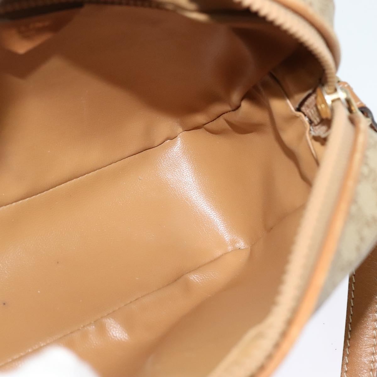 Celine Vintage Macadam Shoulder Bag Canvas and Leather, Beige, Canvas, Shoulder Bag