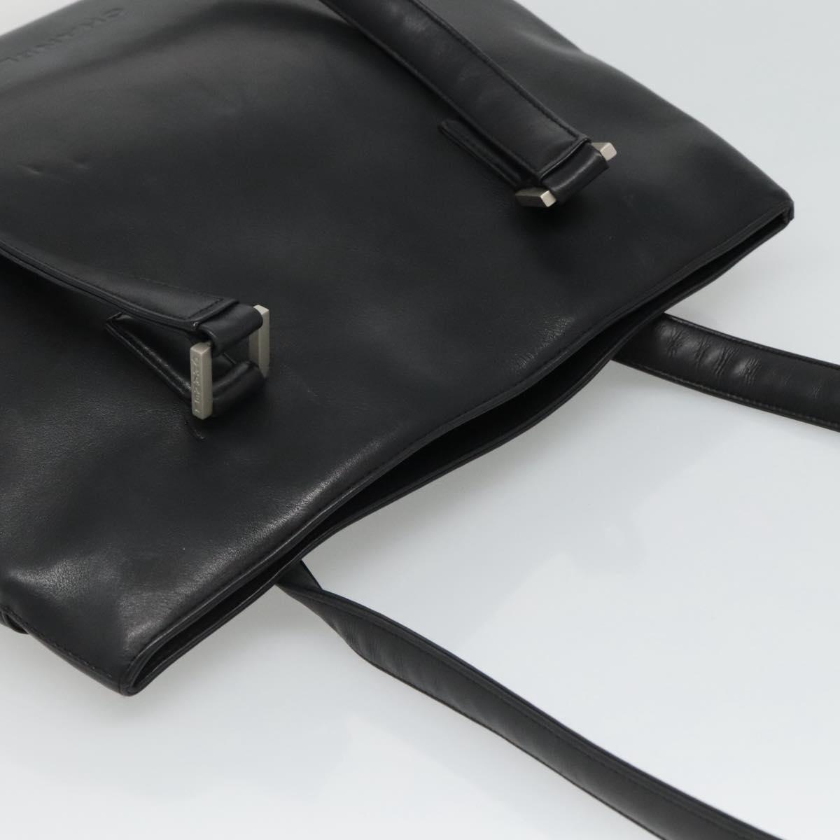 Chanel Vintage Shoulder Bag Leather, BLACK, LEATHER, Shoulder bag