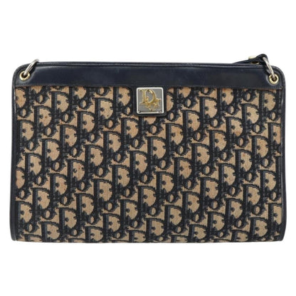 Christian Dior Vintage Trotter Shoulder Bag Canvas, NAVY, CANVAS, Shoulder bag