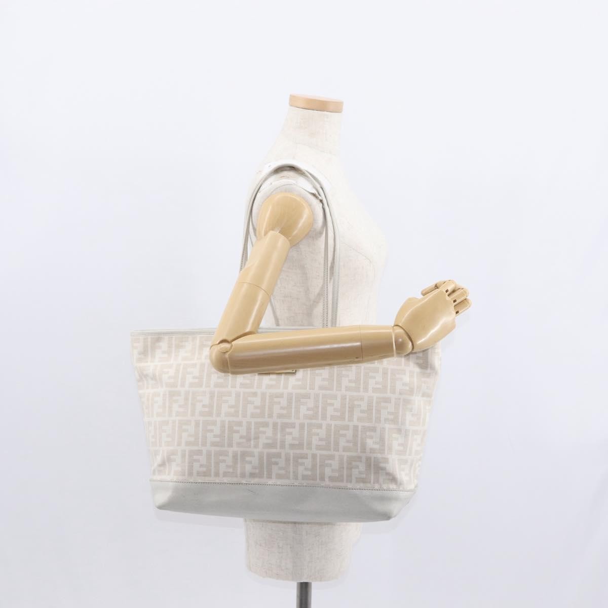 Fendi Roll Tote Zucca Canvas and Leather, BEIGE, CANVAS, Tote bag