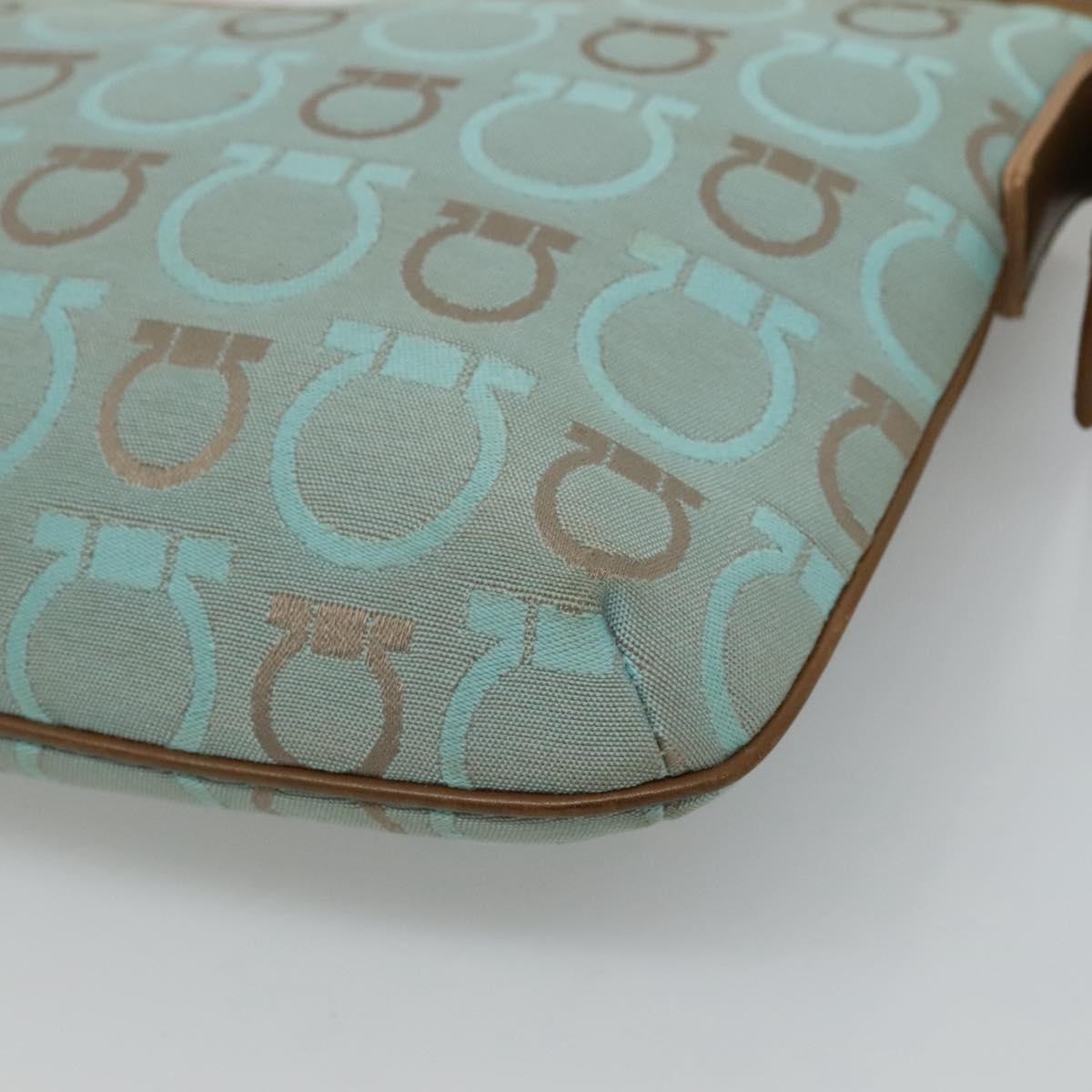 Salvatore Ferragamo Gancini Shoulder Bag Canvas, BLUE, CANVAS, Shoulder bag