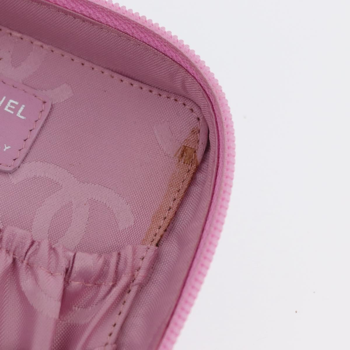 Chanel Cambon Zip Around Cosmetic Case Quilted Leather, Pink, Leather, Wallet