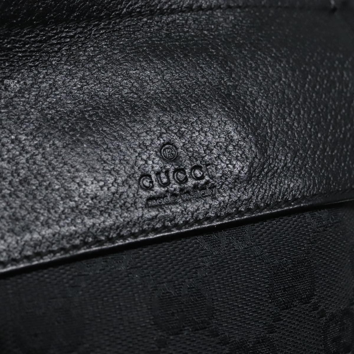 Gucci Vintage Double Belt Bag GG Canvas with Leather, BLACK, CANVAS, Clutche & pouche