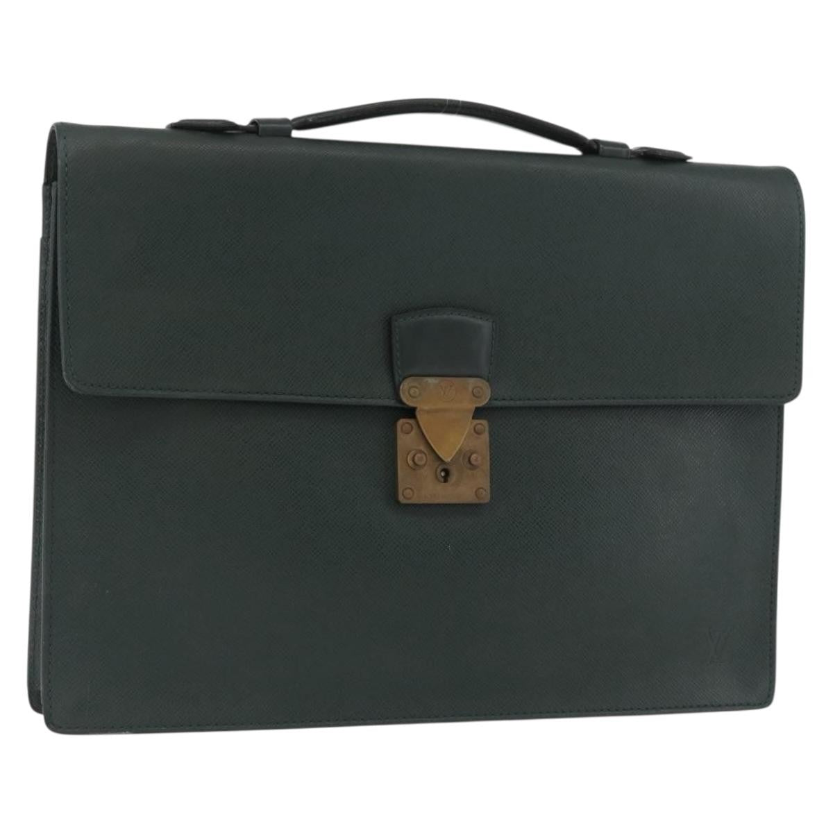 Louis Vuitton Serviette Kourad Briefcase Taiga Leather, Green, Leather, Handbag