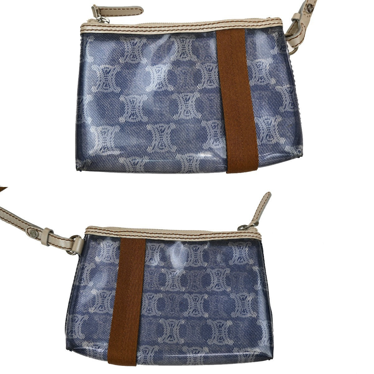 Celine Vintage Macadam Handbag Canvas, BLUE, CANVAS, Tote bag